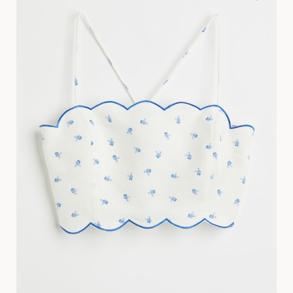 H&M White Floral Linen Set